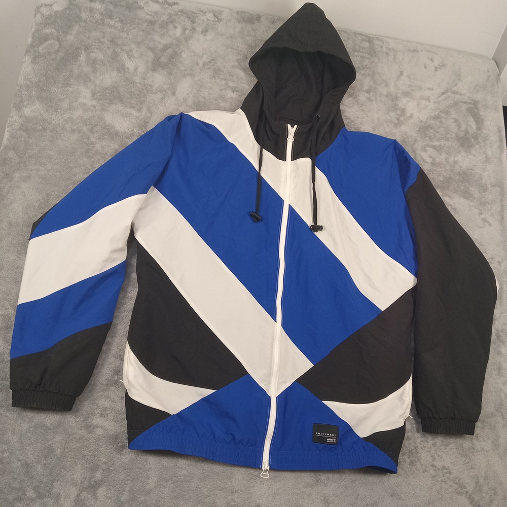 Adidas Men's Vintage, Black, and White Full Zip Windbreaker Size Large
